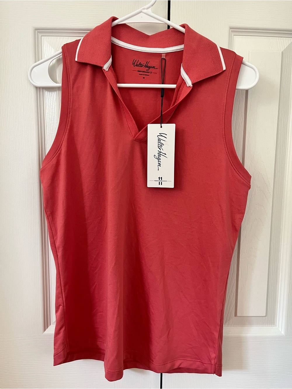 Walter Hagen Performance Sleeveless Polo Shirt Medium Coral Pink NWT